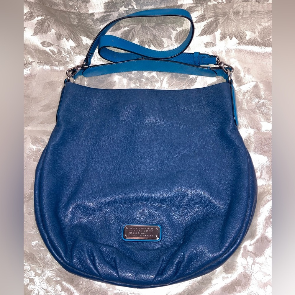 Marc by Marc Jacobs Q Hillier Blue Leather Hobo Crossbody Bag M0005340 422 | EUC